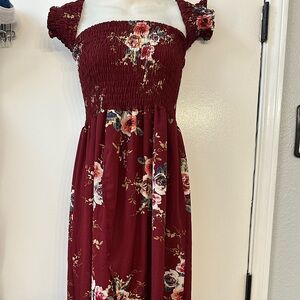 Off shoulder maroon dress